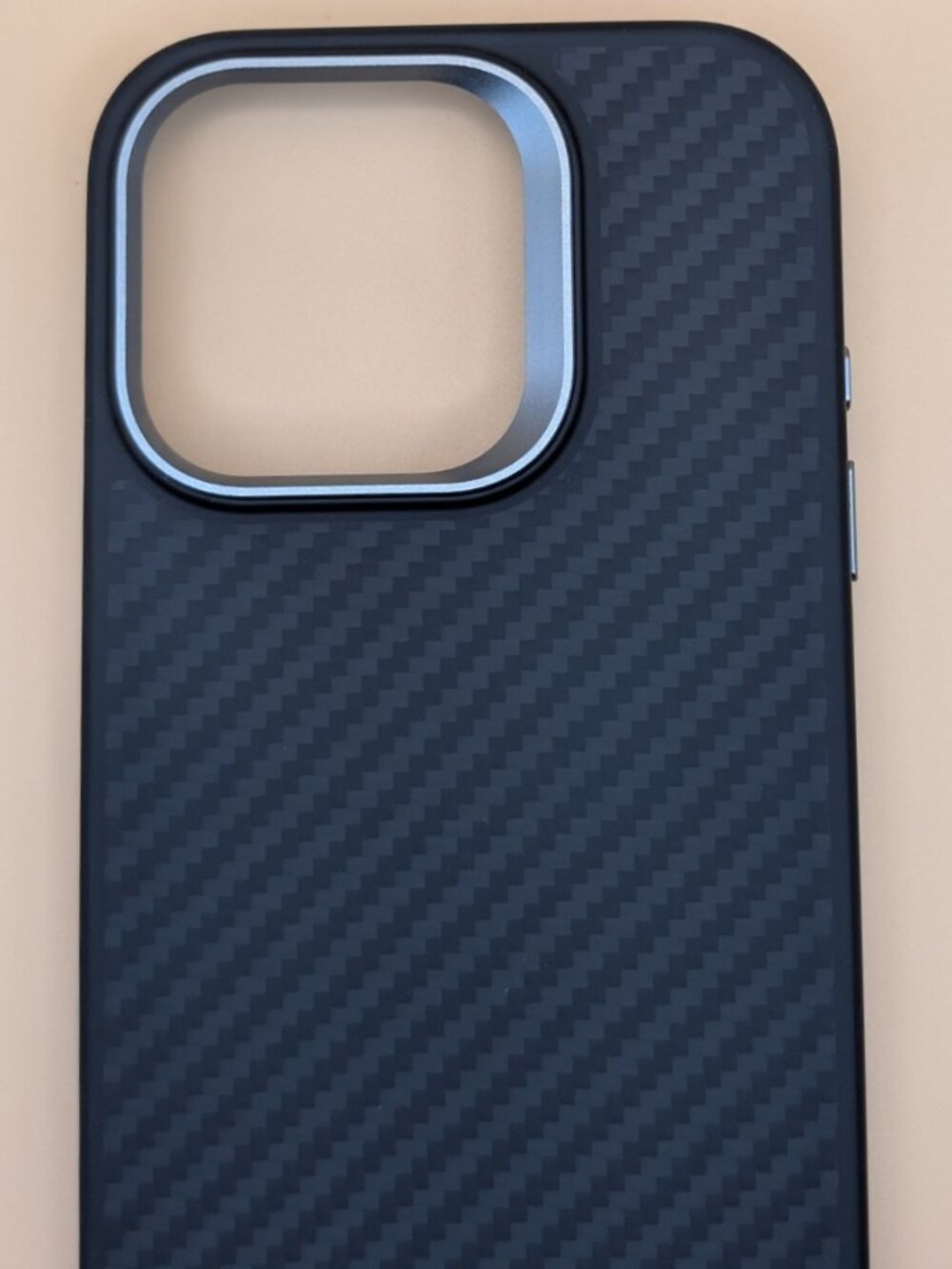 iPhone 16 Pro Carbon Fiber Case, Slim Grip, MagSafe Metal Camera Frame-Black